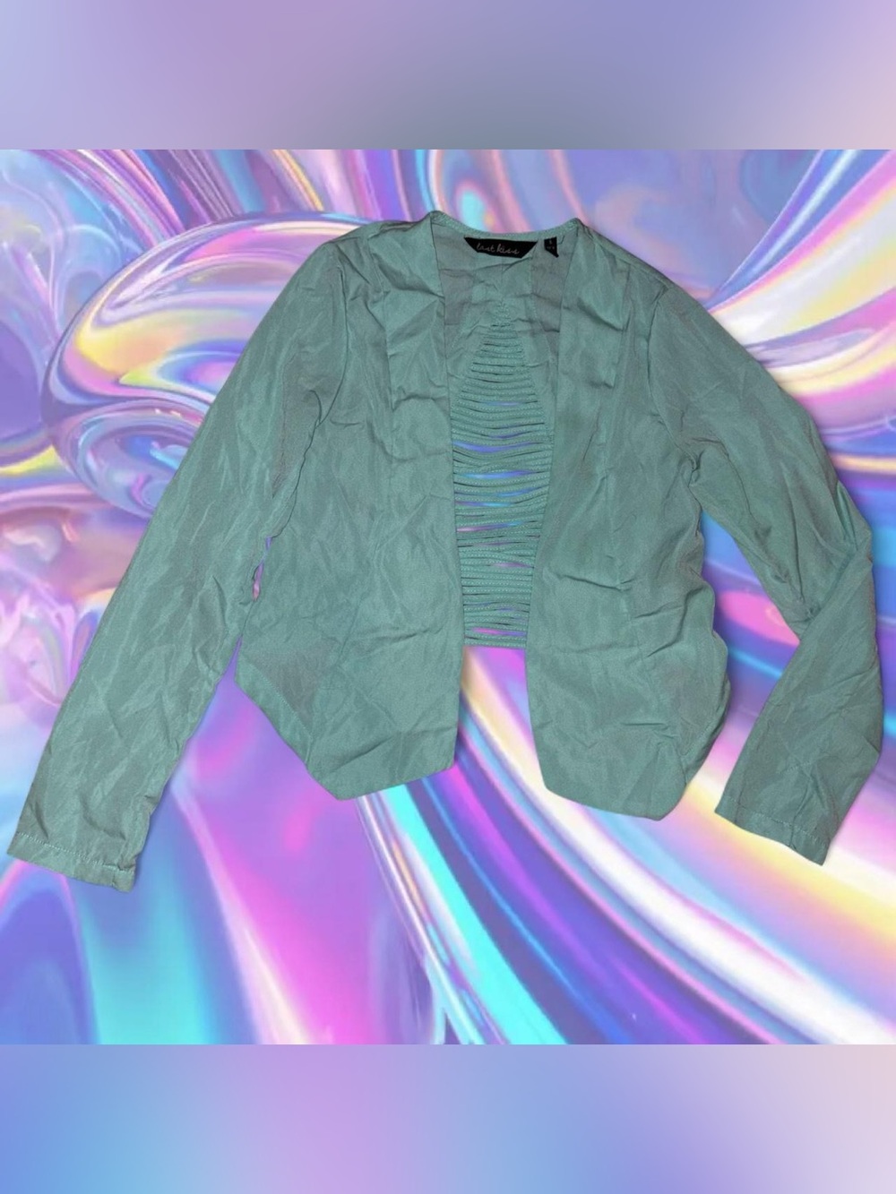 vtg y2k strappy back cardigan - last kiss, sz sm, can fit xs mcbling y2k swag